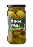 Spanische Oliven mit Gewürzgurken, Grüne Oliven in Glaskonservierung, 180g. PACK DE 4