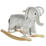 AIYAPLAY Schaukeltier Baby Schaukelelefant mit Soundfunktion und Griffen, Schaukelspielzeug mit...