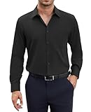 siliteelon Hemd Herren Langarm Schwarz Bügelfrei Stretch Herren Hemden Schwarze Matt Anzug Business...