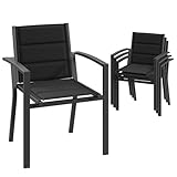 JUMMICO Garten Stapelstühle mit Armlehnen, Aluminium Outdoor Garten Stühle mit Baumwollsitz für...