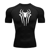 Herren Spider Print Kompressionsshirt, schnell trocknendes T-Shirt, Gym Lauftrikot, atmungsaktiv...