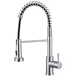 Wasserhahn Küche 2 Modi, Küchenarmatur mit Brause Ausziehbar Edelstahl 304 Spiralfederarmatur...