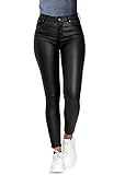Minetom Damen Lederhose Sexy PU Leder Look Skinny Leggings Hochwertige High Waist Stretch Optik...