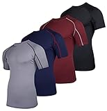 4er-Pack: Herren-Kompressionsshirt mit kurzen Ärmeln, Basisschicht, Unterhemd, Active Athletic Dry...