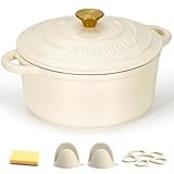 Parmedu Schmortopf aus emailliertem Gusseisen, 5,5 l Topf mit Deckel, Doppelgriff, robustes...