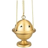 MaMeMi Qualitäts-Weihrauchfass aus Messing, Gold. [Handarbeit, Höhe 10 cm] matt. Zum tradtionellen...