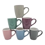 Kaffeebecher 6 Stück Bunt kleine Tassen 200ml aus Keramik Pastell Kaffee Becher klein Tasse 6er Set