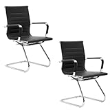 chairus Freischwinger Stühle 2er Set, PU-Leder Besucherstuhl Konferenzstuhl Ergonomisch mit...