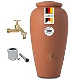 Garantia Amphore Regentonne Komplett-Set 300 Liter terrakotta inkl. Messing-Auslaufhahn und...