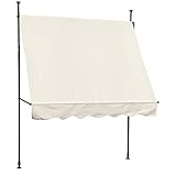 SVITA Klemmmarkise Balkonmarkise Sonnenschutz Markise Handkurbel ohne Bohren 150x200 cm (BxT) Beige