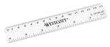 Westcott E-10180 00 Kunststofflineal, 15 cm / 6 Zoll, Skalierung cm und Inch, transparent