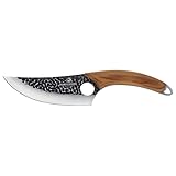 CHEF CUISINE BBQ Fleischmesser mit Griff aus Olivenholz, 13,5 cm, Antihaft-Carbon-like-Beschichtung,...
