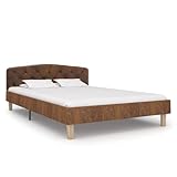 ARKEM Bettgestell Braun Wildleder-Optik 120x200 cm Bettrahmen Bed Frame Betten