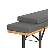 Amopatio 2er Set Bierbankauflage gepolstert, 180x25x4 cm XL Biertischgarnitur Auflagen Outdoor &...