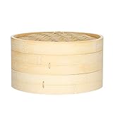 FANNKE Edelstahl Dampfer Set Handgemachte Bambusdampfer Asiatische Natürliche Dampfer Körbe...