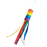 QZKJQDD Regenbogen Windsack, Windsack für Draußen, 88 x 13 cm, Winddicht und Regenfest, Windsack...