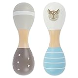 Bieco Baby Rassel Holz Reh | Hantelrassel | 2er Set | 19 cm | Kinder Rassel Musikinstrument |...