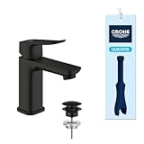 GROHE Dice, Waschtischarmatur, wassersparend (Wasserhahn für das Bad, Badarmatur mit Push-Open...