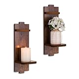Walasis Kerzenleuchter Wandkerzenhalter: Set mit 2 Vintage-Wandkunst-Dekor, Wandleuchter aus Holz...