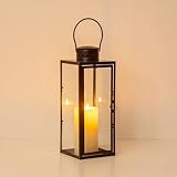 Staymoment Laterne Deko Schwarz für Draußen: 35 cm Windlicht groß outdoor als Balkon Garten Deko...