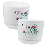EPIGEIST 2 Stück Resin Blumentöpfe für Orchideen Minimalistische Pflanzgefäße mit Untersetzern...