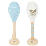 Bieco Baby Rassel Holz Reh Ella | 2er Set | 19 cm | Kinder Rassel Musikinstrument | Rattle Toy Baby...