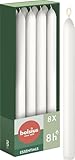 Bolsius Glatte Stabkerzen - Weiß - 8 Stück im Karton - 24 cm - Länge Brenndauer 8 Stunden -...