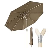 Sekey® 300 cm Sonnenschirm Marktschirm Gartenschirm Terrassenschirm Rund UV50+ (HolzMetall, Braun)