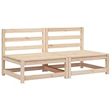 vidaXL Gartensofa 2 STK., Modular Sofa ohne Armlehnen, Gartensessel mit Lattenrost, Relaxsessel...
