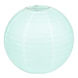 LIHAO Lampenschirm Lampion Rund Mintgrün Papier Laterne Classic Bamboo Style Gerippter Lampenschirm...