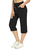 Totatuit Damen Sommer Caprihose Jogginghose 3/4 Baumwolle Sommerhose Yoga Fitness Activewear mit...