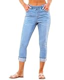 Roskiky Capri Jeans Damen Jeans Damen Straight Jeggings Damen 7/8 Länge Jeans Hellblau Damen Blaue...