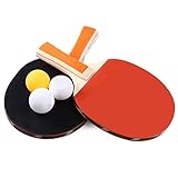 Runfon Tischtennis Set, 2pcs tragbarer Tischtennisschläger mit 3 Bällen, Paddel-Pong-Paddel-Set in...