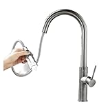 Wasserhahn Küche, Küchenarmatur aus Messing, Gunmetal-Grau, ausziehbarer Wasserhahn,...