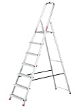 Baulich - Aluminium Leiter - 7-stufige einseitige Haushaltsleiter, Haken und Füße 4 Stück...