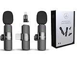 NORTECH INNOVATION® 2 x Kabelloses Bändchen-Mikrofon für Handy, Kabelloses Ansteckmikrofon mit...
