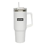 ULTUM Thermosflasche 1200ml Edelstahl – mit Henkel & Strohhalm | Auslaufsicherer Trinkbecher |...