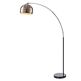 Teamson Home Arquer Gewölbt Gebogen Stehende LED-Stehlampe mit Glockenschirm und Marmorsockel,...