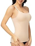 ATTLADY Shape Unterhemd Damen Nahtlose Spaghettiträger Basic Shapewear Top (2XGroß,Hautfarben)