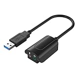 WOURRD USB 7.1 Soundkarte, externe Soundkarten, 3,5 Konverter mit Kabel und ohne Laufwerk, USB 7.1...