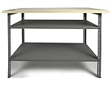 Ondis24 Werkbank 120cm Nobbi Pro Packtisch aus Metall, mit Arbeitsplatte, höhenverstellbare...