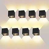8 Stücke LED Wandleuchte Draussen / Innen 12W Wandlampe IP65 Auf und ab Einstellbarer Lichtstrahl...