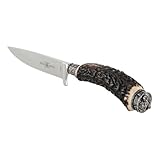 Holz-Leute Trachtenmesser mit bayrischem Löwen, Flachschliff-Klinge, Griff aus echtem Hirschhorn...