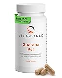 Guarana Pur 500mg – Guarana Kapseln mit 180mg Koffein pro Tagesdosis (120 Kapseln) –...