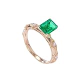 Whoiy Rosegold Ring für Damen 750 Echt, Ringe Verlobung mit 1.2ct Kreierter Smaragd Ehering 18k...
