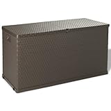 PIXZSSI Gartenbox 120x56x63 cm Braun 420 L Polypropylen Stilvolles Design Terrasse Auflagenbox...