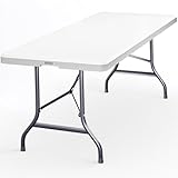 Casaria® Gartentisch Klappbar 220x70 cm für 10 Personen Wetterfest Kunststoff Stabil Tragegriff...