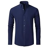 Herrenhemd, langärmelig, schmale Passform, formell, Business, Freizeit, Outdoor, Knöpfe, e, 3XL