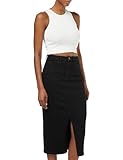 NOISY MAY Damen Nmkath Nw Slit Midi Skirt Vi478bl Noos Rock, Black Denim, M EU