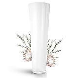 Glaskönig - Weiße Bodenvase aus Glas 70cm hoch Ø 22,5cm - optimale Größe für Jede Dekoration -...
